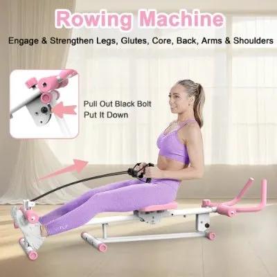 4 - in - 1 Ab Workout Exercise Equipment Rowing Machine Leg Press Machine Ab Glider Machine Roman Chair Fitness Equipment For Ab Workout Core Strength Training - Semoor Make Me Fit