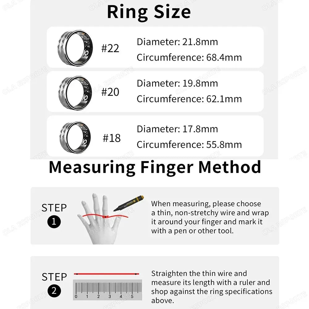 5ATM Waterproof Smart Fitness Ring - Track Health - Semoor Make Me Fit