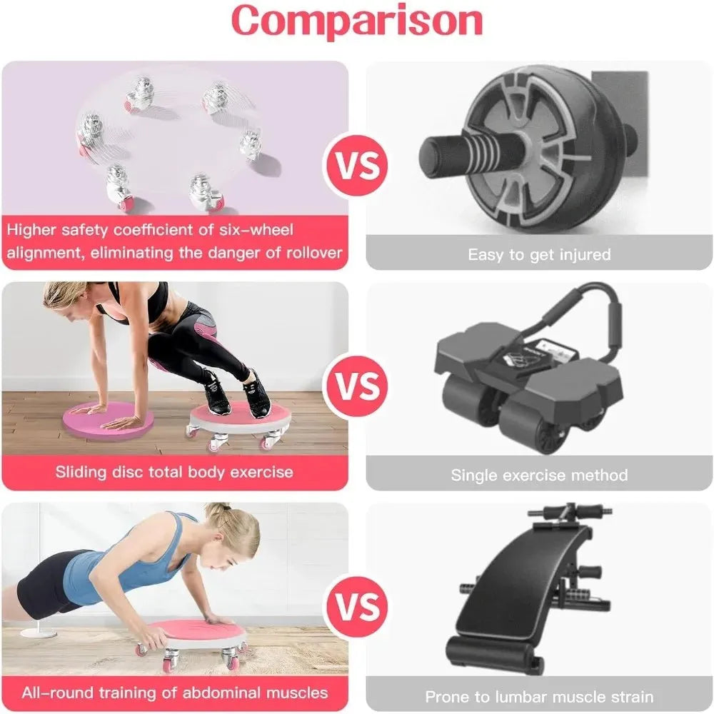 6 Caster Ab Roller, Ab Exercise Equipment with Knee Pads, Ab Roller Wheel for Core Exercise - Semoor Make Me Fit