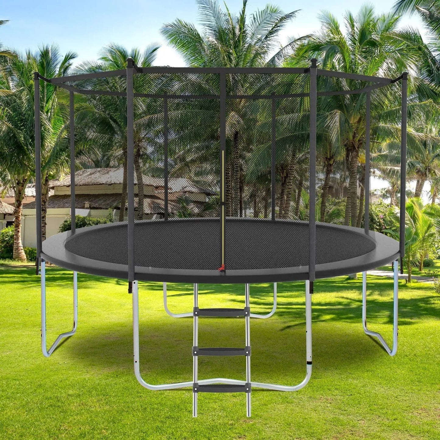 8FT Trampoline With Safety Enclosure Net, Outdoor Trampoline With Heavy Duty Jumping Mat And Spring Cover Padding For Kids And Adults - Semoor Make Me Fit