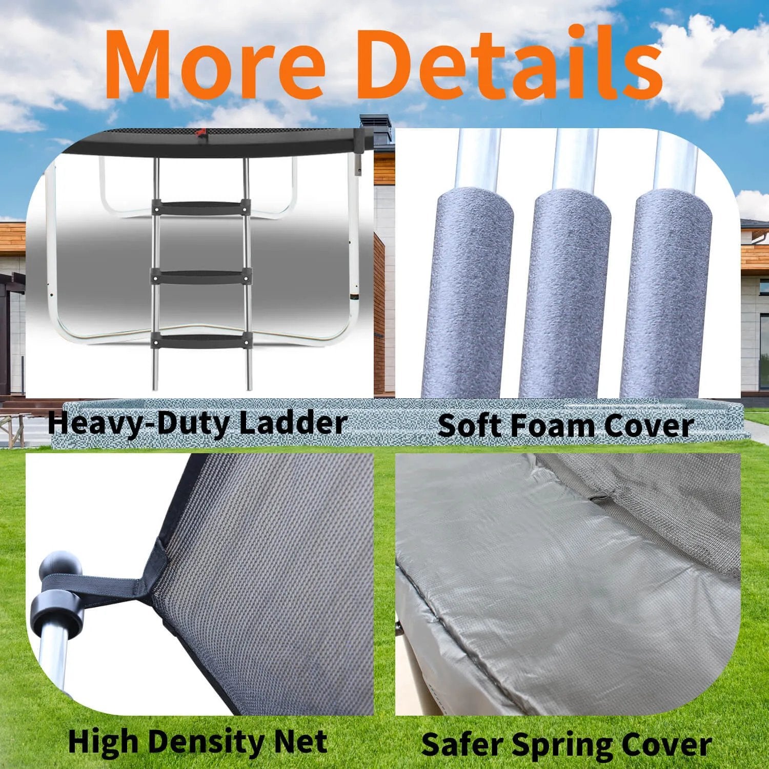 8FT Trampoline With Safety Enclosure Net, Outdoor Trampoline With Heavy Duty Jumping Mat And Spring Cover Padding For Kids And Adults - Semoor Make Me Fit