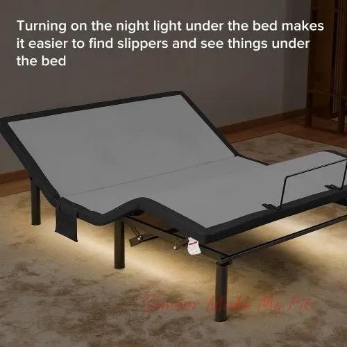 Ergonomic Queen Size Adjustable Bed, Zero Gravity Base For Stress Management WHead And Foot Incline, Wireless Remote Control, Massage, Under - Bed Nightlight, And USB Ports - Semoor Make Me Fit