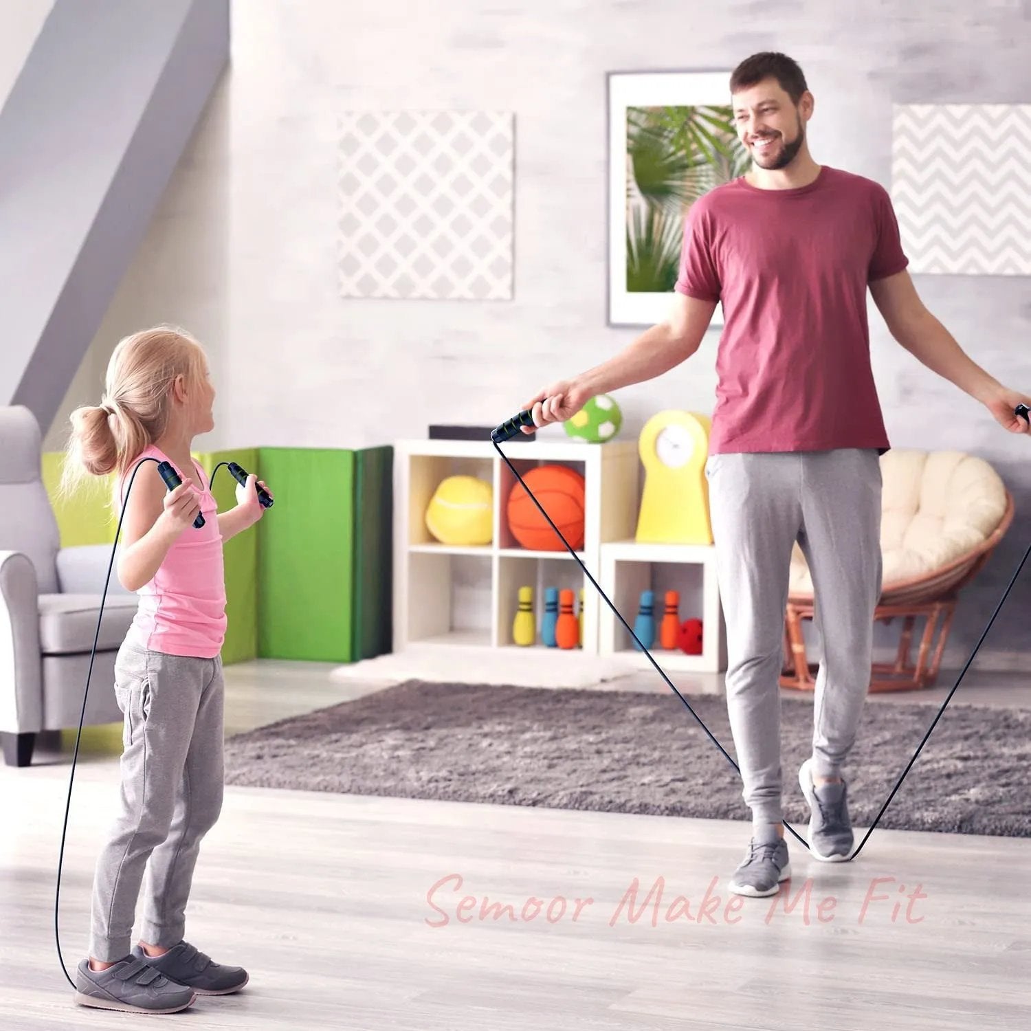 Jump Rope, Tangle - Free Rapid Speed Jumping Rope Cable with Ball Bearings for Women, Men, and Kids, Adjustable Steel Jump Rope Workout with Foam Handles for Fitness, Home Exercise & Slim Body - Semoor Make Me Fit