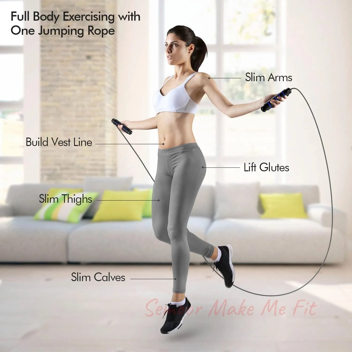 Jump Rope, Tangle - Free Rapid Speed Jumping Rope Cable with Ball Bearings for Women, Men, and Kids, Adjustable Steel Jump Rope Workout with Foam Handles for Fitness, Home Exercise & Slim Body - Semoor Make Me Fit