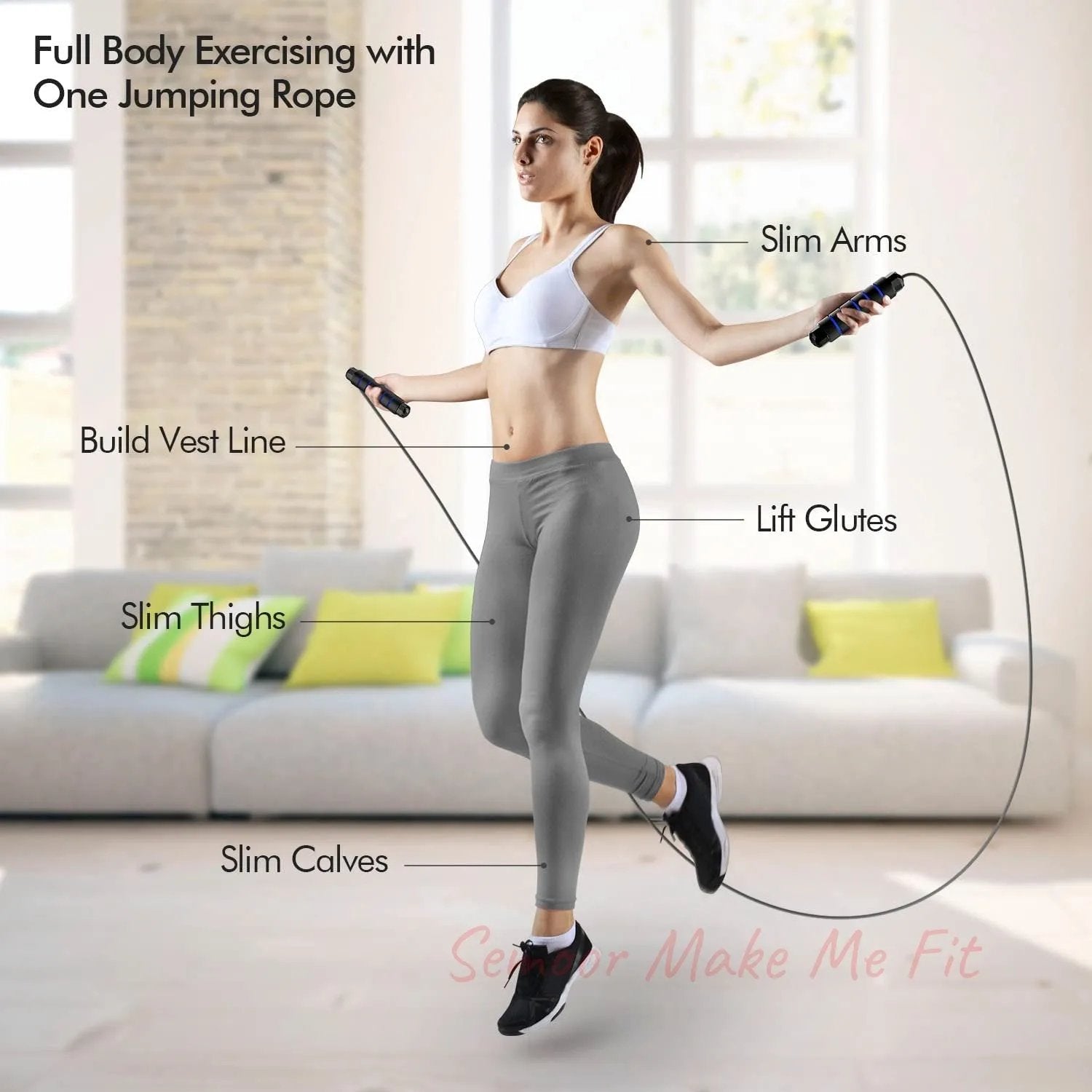 Jump Rope, Tangle - Free Rapid Speed Jumping Rope Cable with Ball Bearings for Women, Men, and Kids, Adjustable Steel Jump Rope Workout with Foam Handles for Fitness, Home Exercise & Slim Body - Semoor Make Me Fit