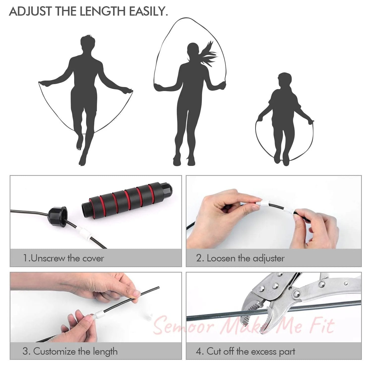 Jump Rope, Tangle - Free Rapid Speed Jumping Rope Cable with Ball Bearings for Women, Men, and Kids, Adjustable Steel Jump Rope Workout with Foam Handles for Fitness, Home Exercise & Slim Body - Semoor Make Me Fit