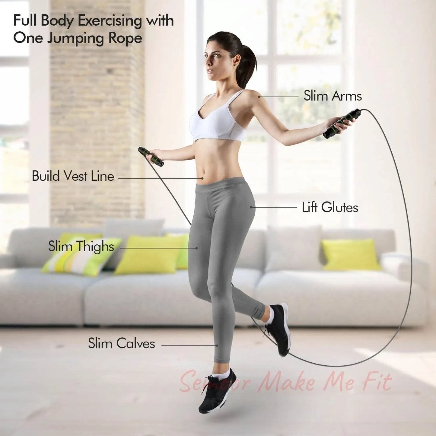 Jump Rope, Tangle - Free Rapid Speed Jumping Rope Cable with Ball Bearings for Women, Men, and Kids, Adjustable Steel Jump Rope Workout with Foam Handles for Fitness, Home Exercise & Slim Body - Semoor Make Me Fit