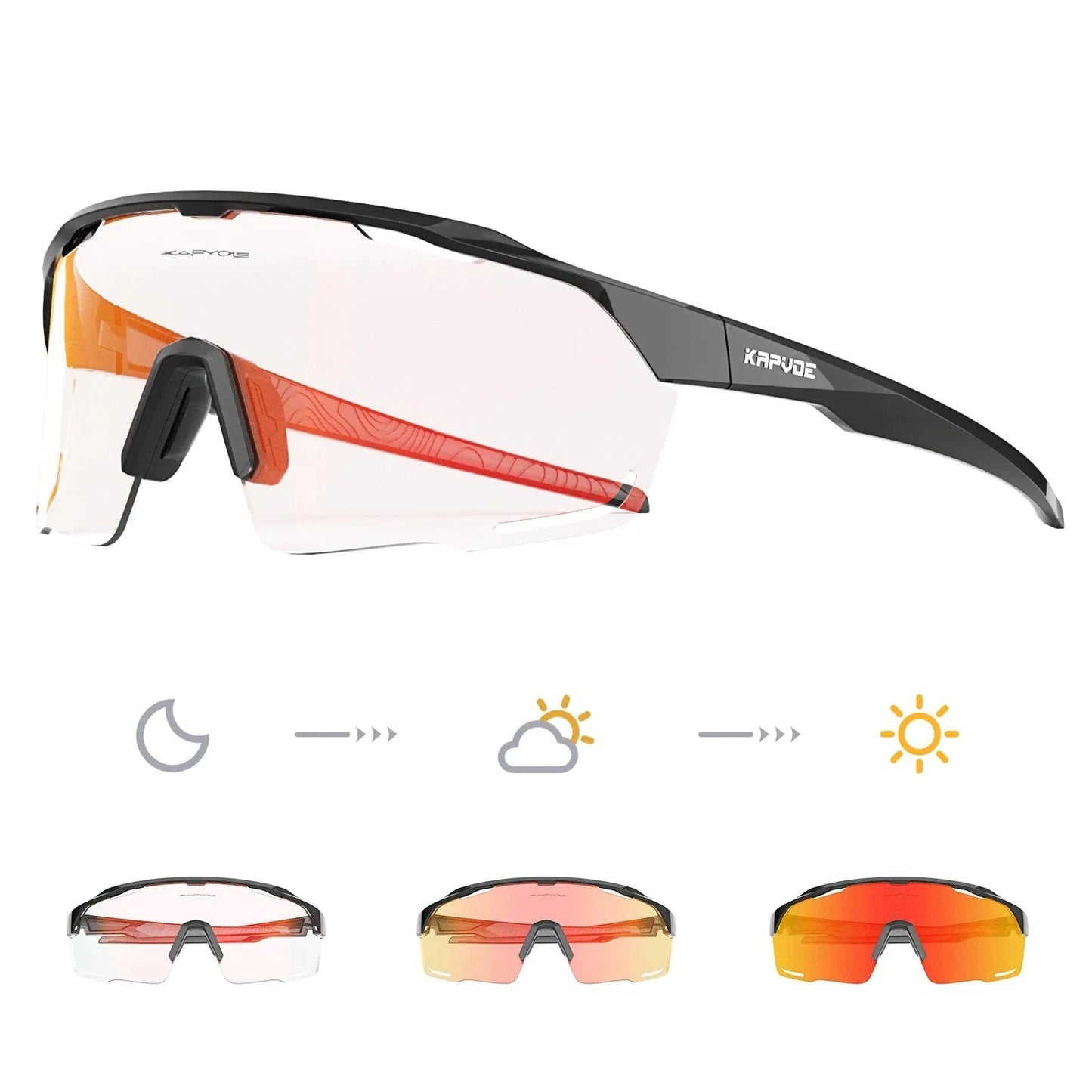 Kapvoe Photochromic Cycling Sunglasses UV400 Cycling Glasses Bike Eyewear Outdoor Entertainment Sports Glasses Bicycle Goggles - Semoor Make Me Fit