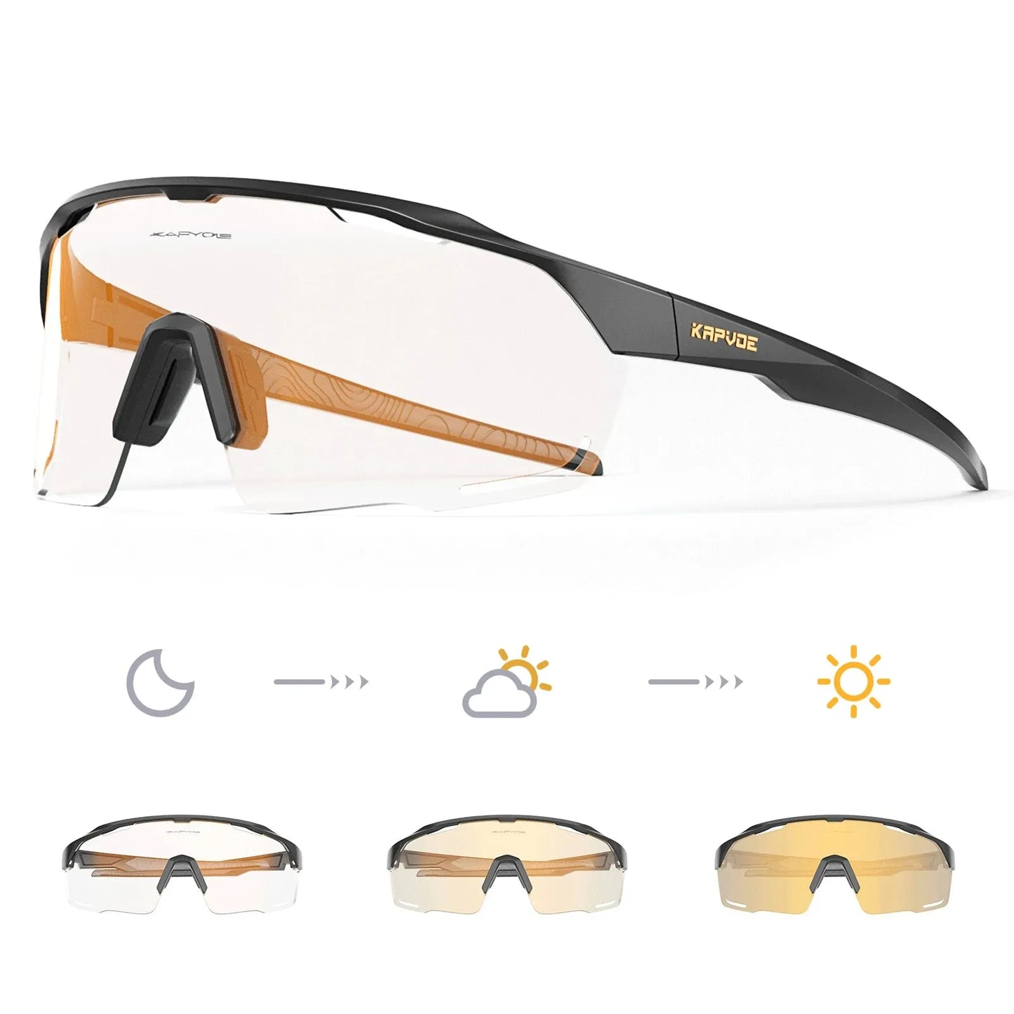 Kapvoe Photochromic Cycling Sunglasses UV400 Cycling Glasses Bike Eyewear Outdoor Entertainment Sports Glasses Bicycle Goggles - Semoor Make Me Fit