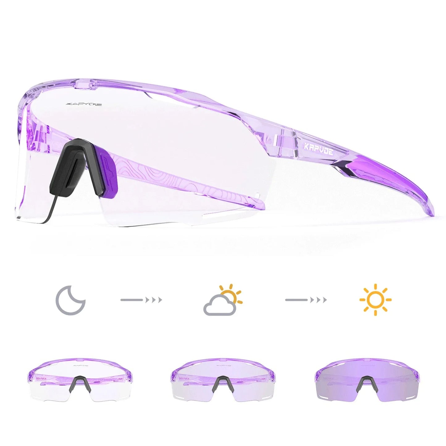 Kapvoe Photochromic Cycling Sunglasses UV400 Cycling Glasses Bike Eyewear Outdoor Entertainment Sports Glasses Bicycle Goggles - Semoor Make Me Fit