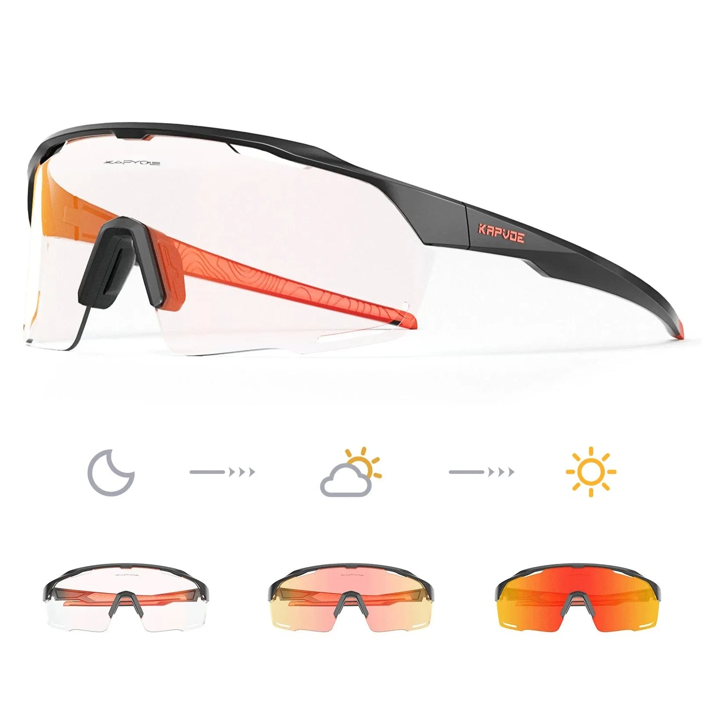 Kapvoe Photochromic Cycling Sunglasses UV400 Cycling Glasses Bike Eyewear Outdoor Entertainment Sports Glasses Bicycle Goggles - Semoor Make Me Fit