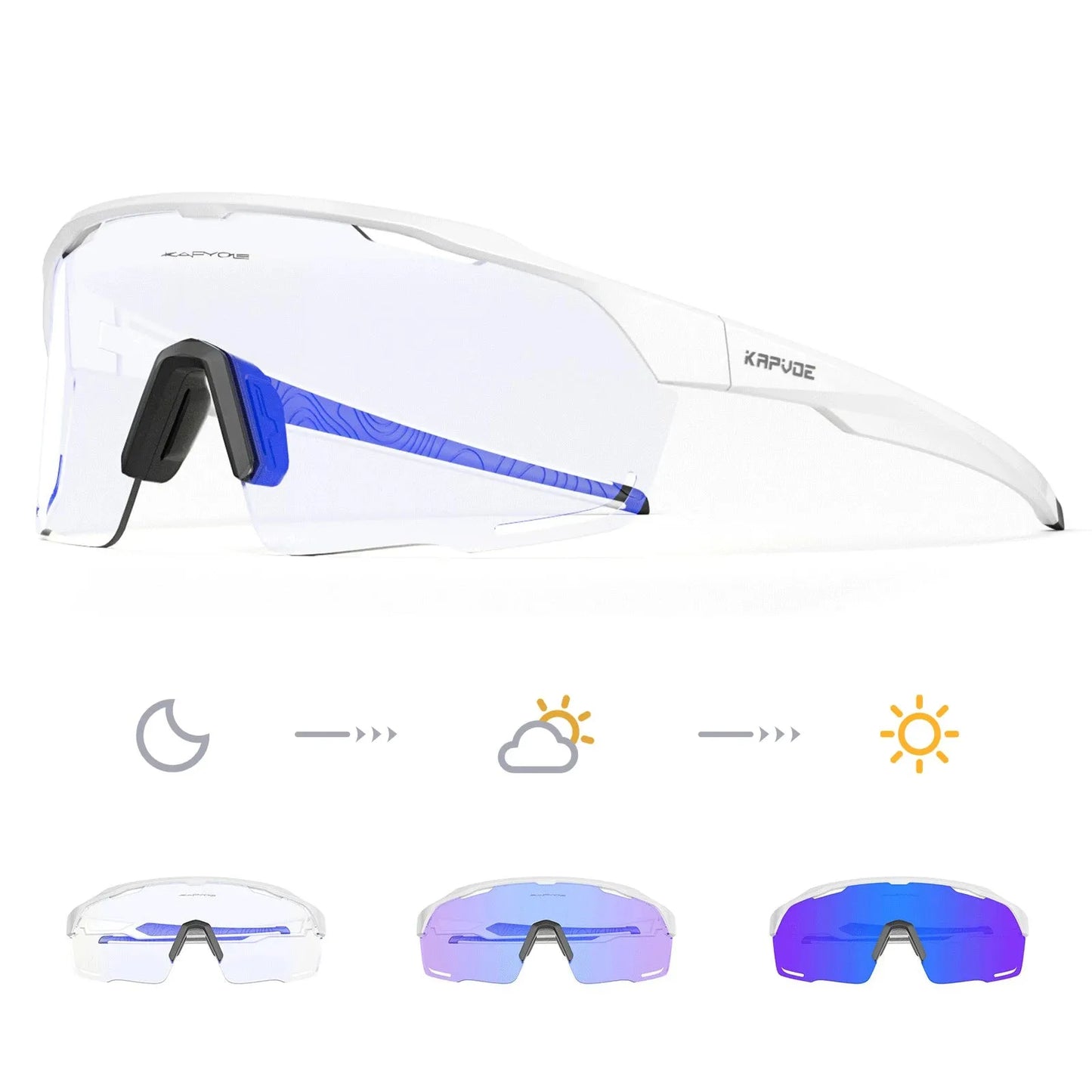 Kapvoe Photochromic Cycling Sunglasses UV400 Cycling Glasses Bike Eyewear Outdoor Entertainment Sports Glasses Bicycle Goggles - Semoor Make Me Fit