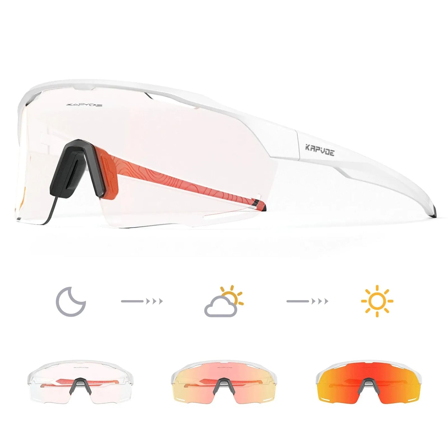 Kapvoe Photochromic Cycling Sunglasses UV400 Cycling Glasses Bike Eyewear Outdoor Entertainment Sports Glasses Bicycle Goggles - Semoor Make Me Fit