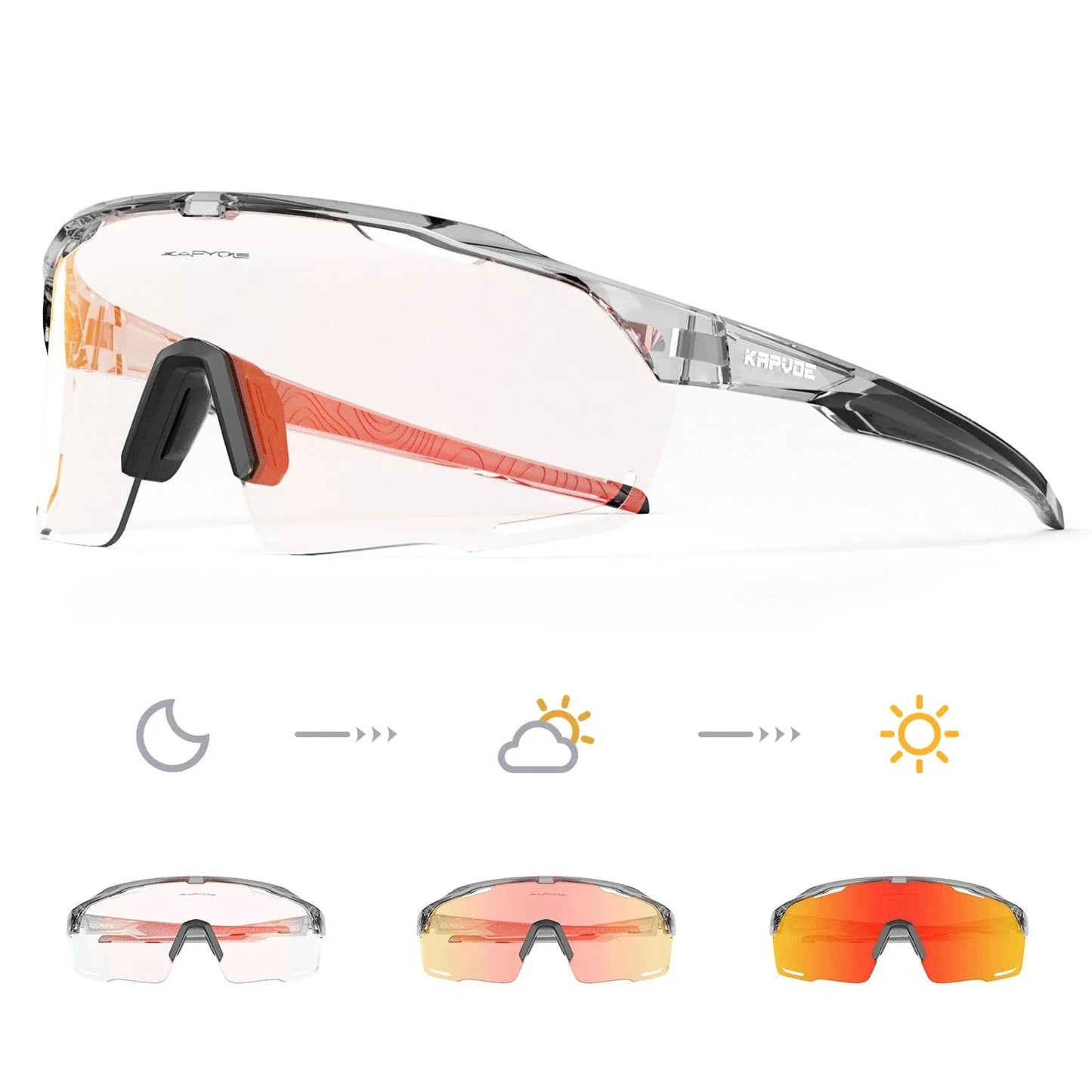 Kapvoe Photochromic Cycling Sunglasses UV400 Cycling Glasses Bike Eyewear Outdoor Entertainment Sports Glasses Bicycle Goggles - Semoor Make Me Fit