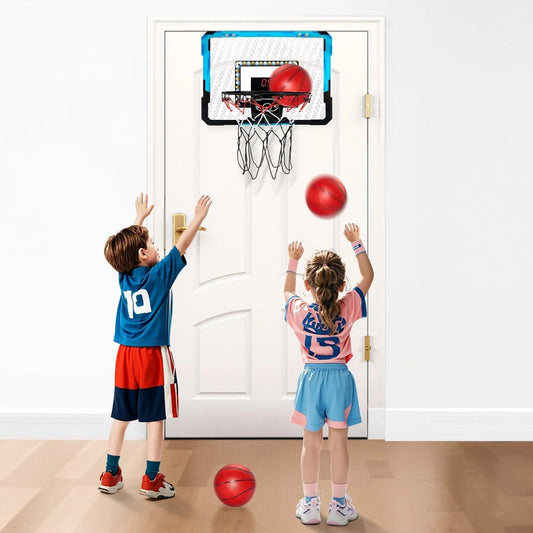 Kids Basketball Hoop With LED Lights & Audio Scoreboard Indoor Basketball Hoop - Semoor Make Me Fit
