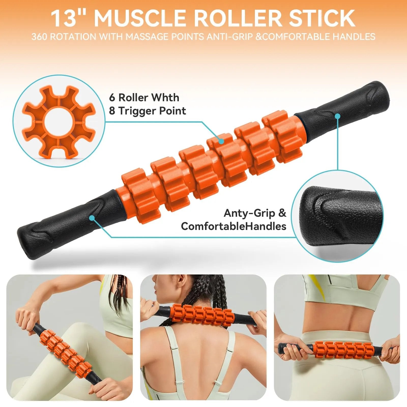 Krightlink 5 in1 Foam Roller Set for Deep Tissue Muscle Massage, High Density Fitness Exercise Foam Roller, Massage Roller, Massage Ball, Resistance Band, for Whole Body (Black) - Semoor Make Me Fit