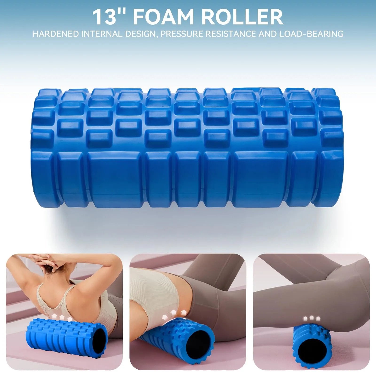 Krightlink 5 in1 Foam Roller Set for Deep Tissue Muscle Massage, High Density Fitness Exercise Foam Roller, Massage Roller, Massage Ball, Resistance Band, for Whole Body (Black) - Semoor Make Me Fit