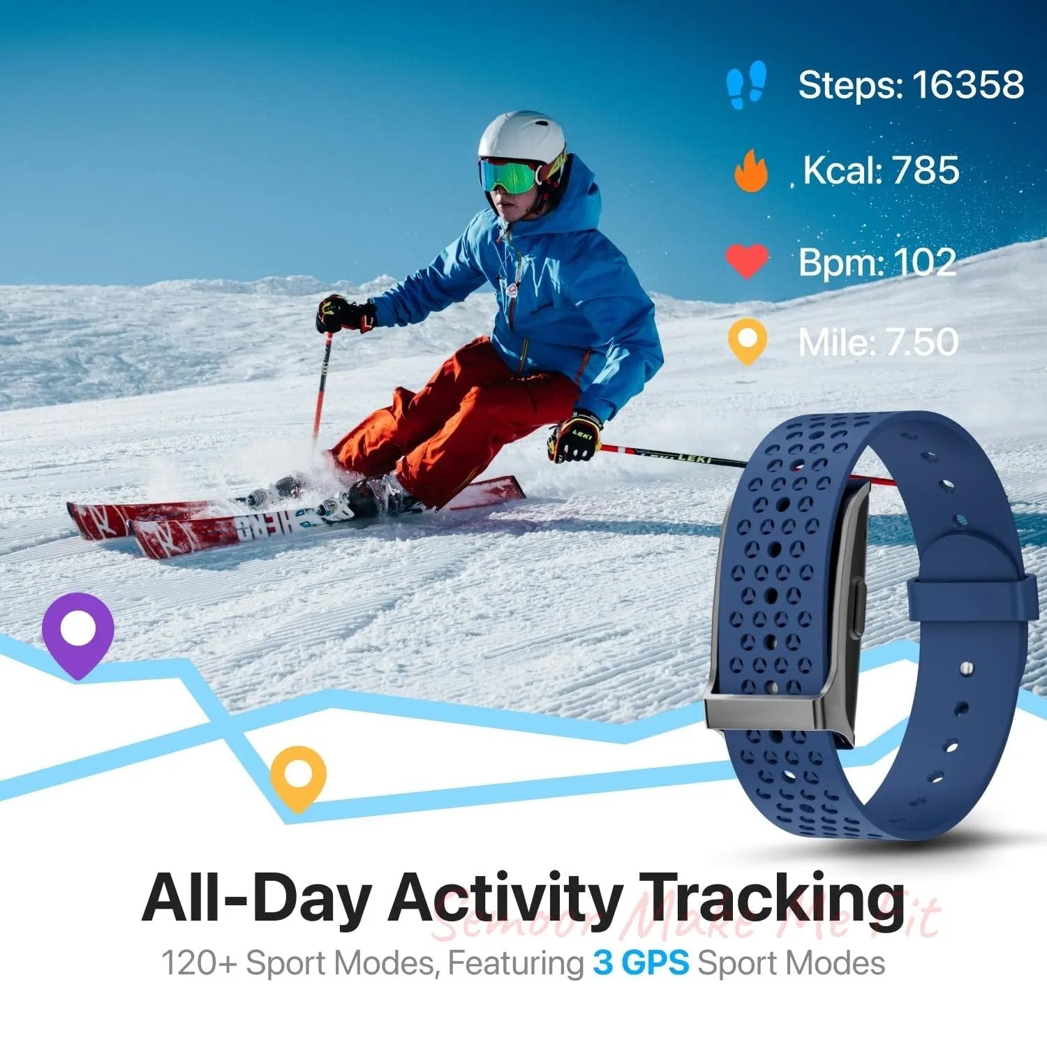 Leafora Smart Health Wristband, Wearable Activity & Fitness Tracker, 120+ Sports Modes, All - Day Continuous Monitoring, Heart Rate Tracking, Improve Sleep, Stress, Wellness, 2 Pack Bands, with Free APP - Semoor Make Me Fit