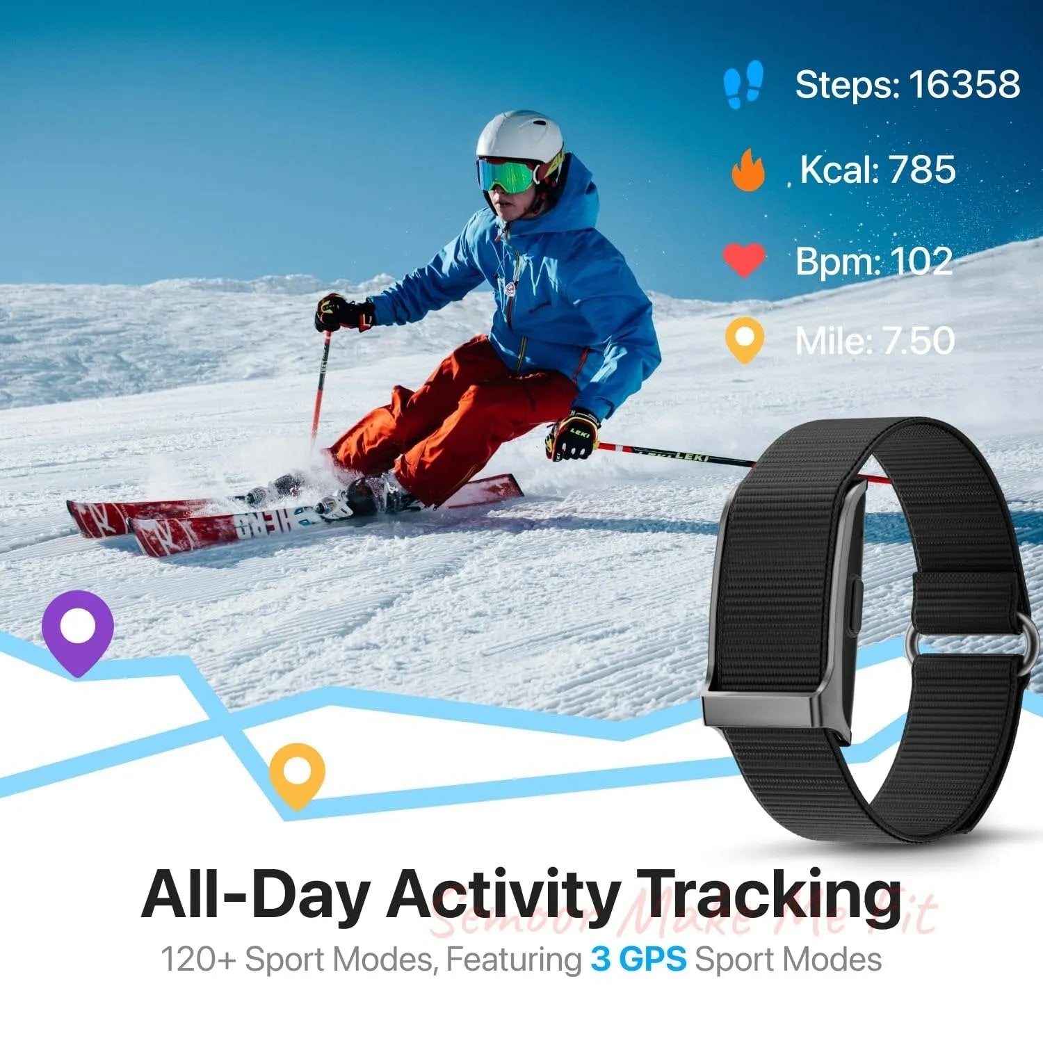 Leafora Smart Health Wristband, Wearable Activity & Fitness Tracker, 120+ Sports Modes, All - Day Continuous Monitoring, Heart Rate Tracking, Improve Sleep, Stress, Wellness, 2 Pack Bands, with Free APP - Semoor Make Me Fit