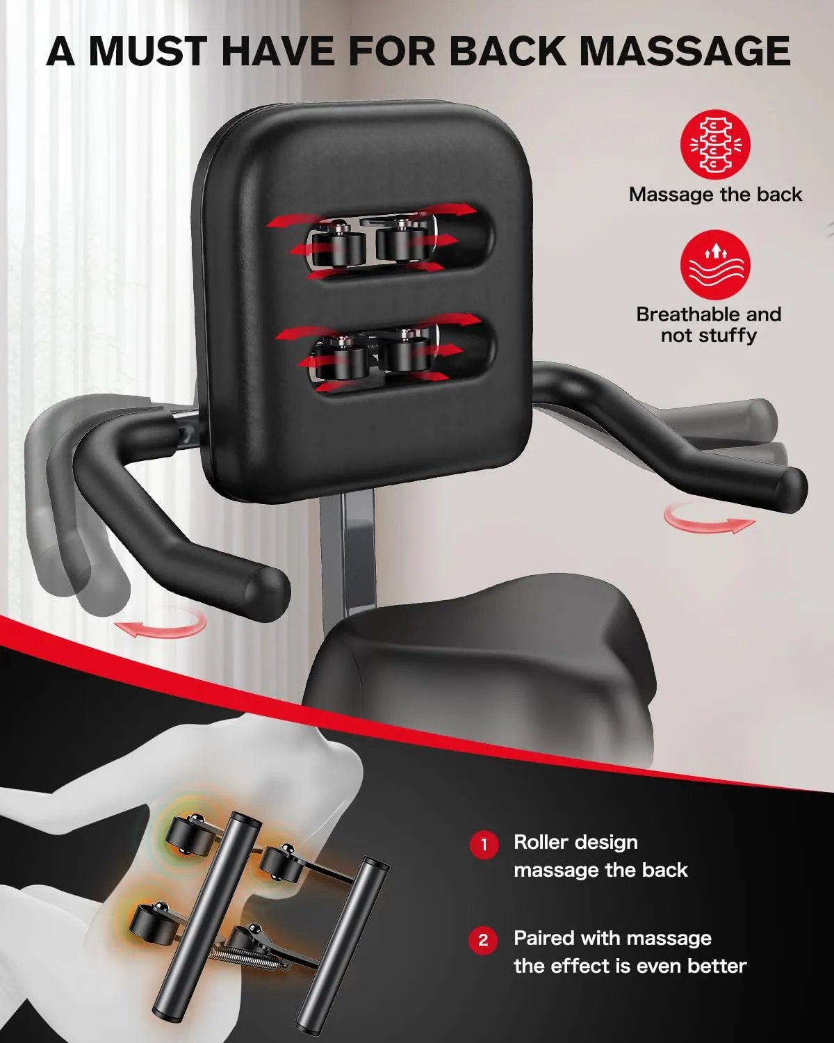 pooboo Folding Exercise Bike, Fitness Stationary Bike Machine, Upright Indoor Cycling Bike, 4 - in - 1 Magnetic X - Bike with 8 - Level Adjustable Resistance, Bottle Holder, Arm Resistance Bands, Pulse Sensor & Back Support Cushion for Home Gym Workout (red) - Semoor Make Me Fit