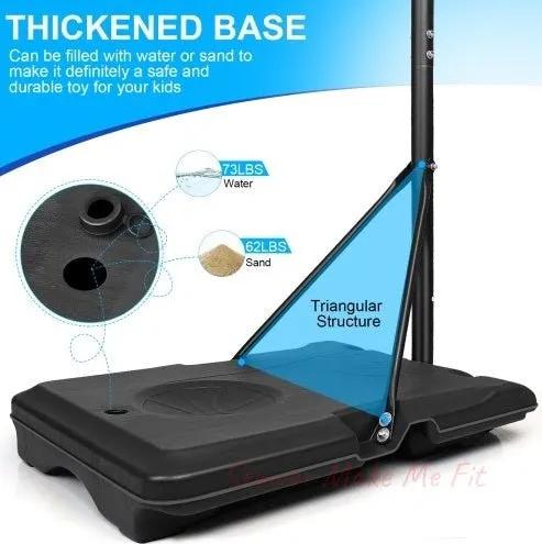 Portable Basketball Goal System With Stable Base And Wheels, Use For Indoor Outdoor Teenagers Youth Height Adjustable 5.6 To 7ft Basketball Hoop 28 Inch Backboard - Semoor Make Me Fit