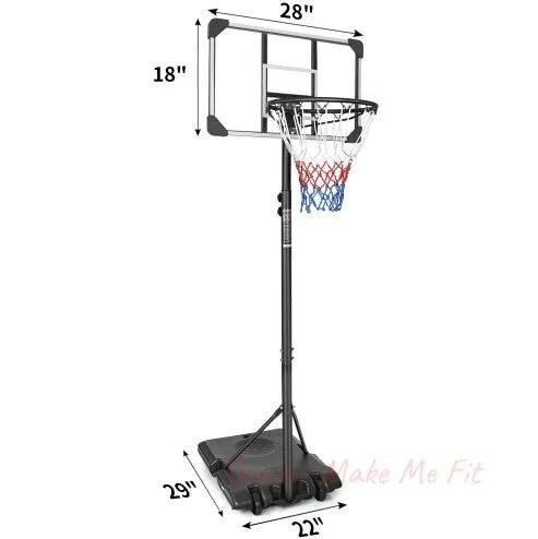 Portable Basketball Goal System With Stable Base And Wheels, Use For Indoor Outdoor Teenagers Youth Height Adjustable 5.6 To 7ft Basketball Hoop 28 Inch Backboard - Semoor Make Me Fit