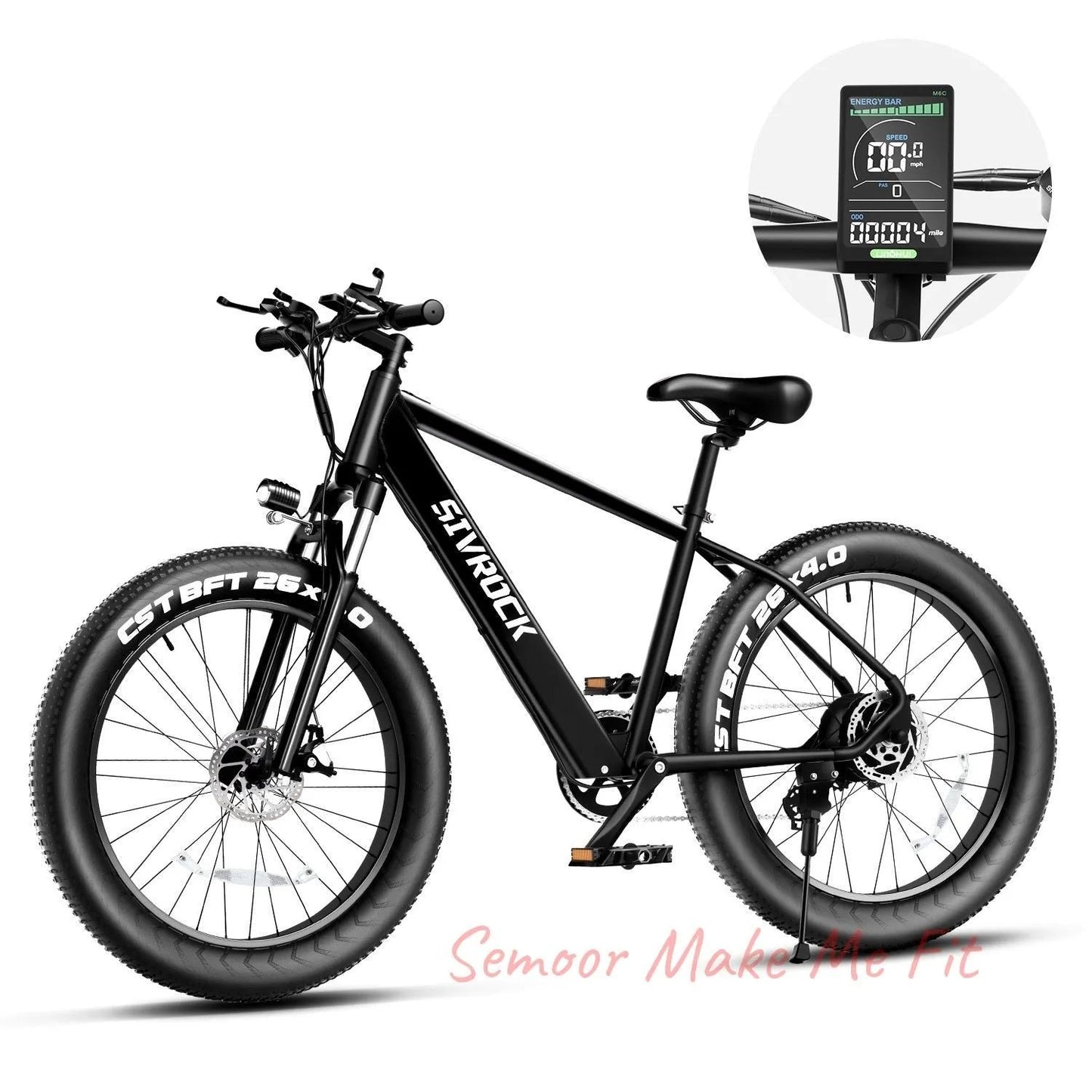 Professional Electric Bike For Adults, 26 X 4.0 Inches Fat Tire Electric Mountain Bicycle, 1000W Motor 48V 15Ah Ebike For Trail Riding, Excursion And Commute, UL And GCC Certified - Semoor Make Me Fit