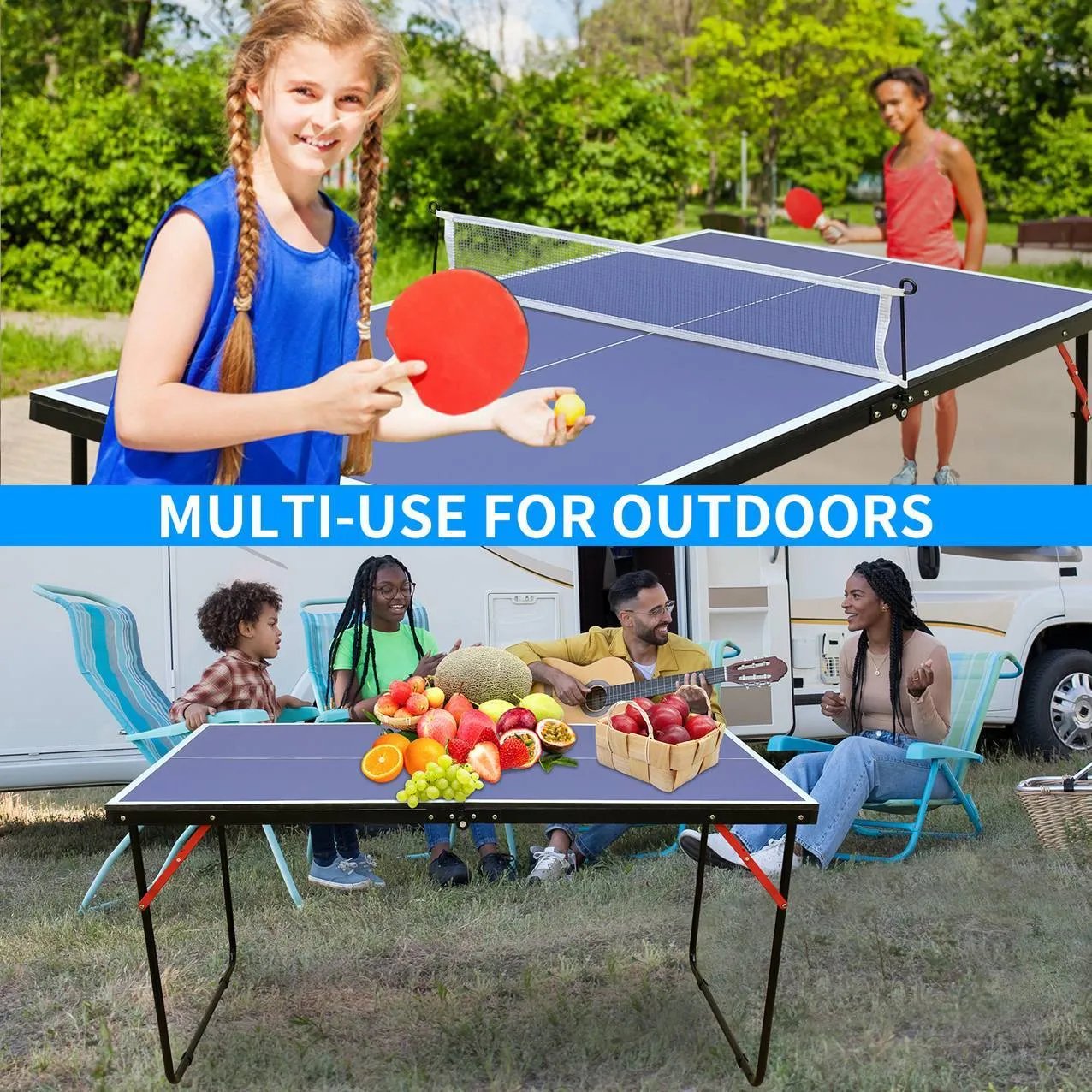 Tennis Table Portable Ping Pong Table Set With Net And 2 Ping Pong Paddles - Semoor Make Me Fit