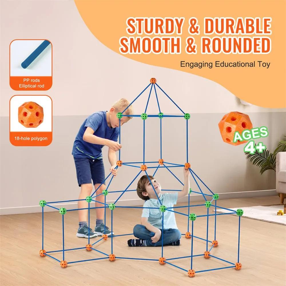 VEVOR Tent Fort Building Kit For Kids STEM Construction Toy Set Castle 120PCS - Semoor Make Me Fit